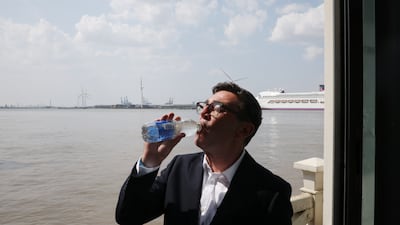 UK Prime Minister Andy Burnham takes a water break during his first official visit as leader of the Labour party last week. Getty