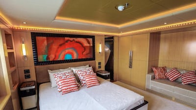 The yacht cost Dh90 million, is 155 feet long, has 10 bedrooms and two jet skis, can host a party for 250 people and would be the envy of all your pals at the yacht club.