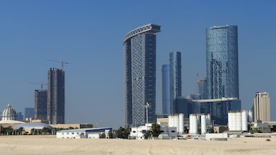 The Abu Dhabi skyline. The UAE's National Hydrogen Strategy will help establish the country's hydrogen vision and inform its policy decisions as one of its energy-mix diversification strategies. Ravindranath K / The National *** Local Caption *** RK0401-SkylineFocus16.jpg