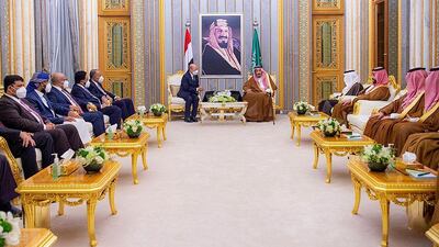 Saudi Crown Prince Mohammed bin Salman and Gen Al Alimi’s deputies also attended the meeting at Al Salam Palace.