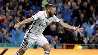 Real Madrid’s Karim Benzema celebrates after scoring. Juanjo Martin / EPA