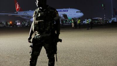 An airplane is seen as the body of Christian Atsu arrives at the Kotoka International Airport in Accra, Ghana. Reuters
