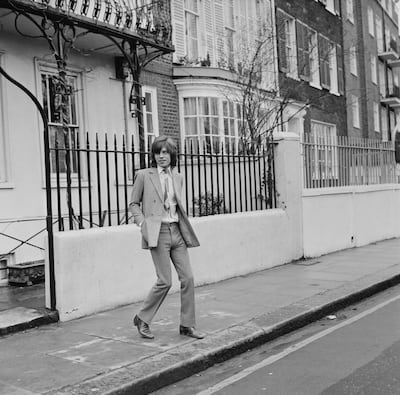 Mick Jagger of The Rolling Stones outside his home in Cheyne Walk in 1970. Getty Images