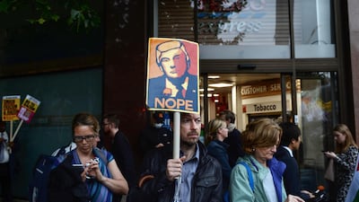 Protesters during a demonstration in London. Bloomberg