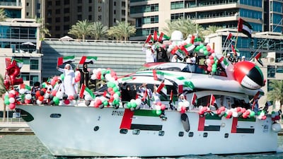 Dubai Marina Yacht Club’s second annual UAE National Day Boat Parade. Courtesy Dubai Marina Yacht Club