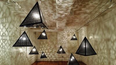 Anila Quayyum Agha's Alhambra Nights, 2016. Courtesy Aicon Gallery