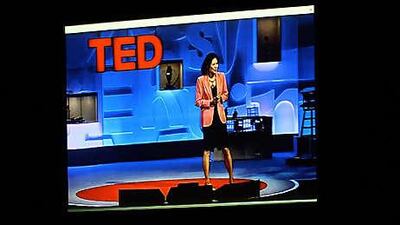 Sheryl WuDunn's address to the TED annual conference is screened at Knowledge Village Auditorium in Dubai.