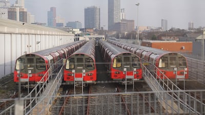 Tube strikes continued in London on Thursday, with Jubilee line trains parked unused at the London Underground Stratford Market Depot. The strike crippled commuter services in London. PA