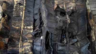 A burnt makeshift market is pictured after a fire broke out in Dhaka, Bangladesh. AFP