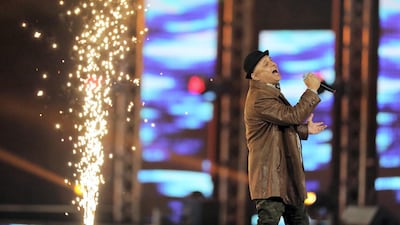 Junoon perform in the opening ceremony of the 2019 Pakistan Super League at the Dubai International Cricket Stadium on Thursday. Chris Whiteoak / The National