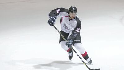 Yaraslau Maslenikau, 96, from Abu Dhabi Storms, plays against Team Lebanon in the final of the Arab Clubs Championship. Reem Mohammed / The National