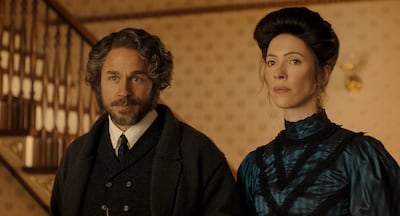 Charlie Hunnam as Andrew Borden and Rebecca Hall as Abby Borden. Photo: Netflix