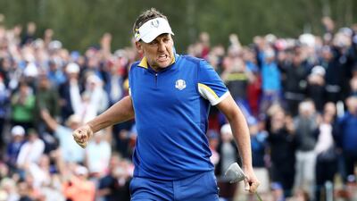 Ian Poulter was among the players to win his singles match on the final day of the Ryder Cup to help Europe beat the United States. Getty Images