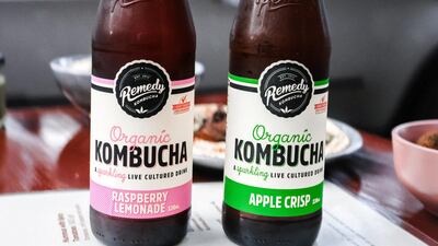 Drinks on the menu at Hummus Cafe include lemonade and kombucha.