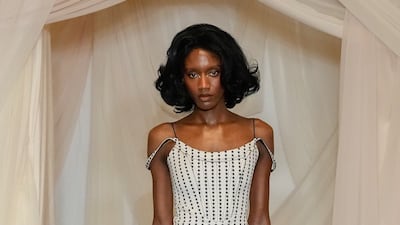 A corseted bias-cut dress at Christian Cowan. Photo: Christian Cowan