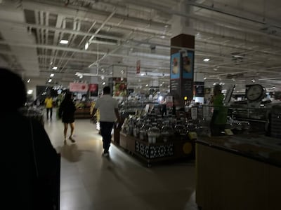 Shoppers at Carrefour in Sharjah's Al Zahia Mall found themselves in the dark. Sharjah: Photo: Paul Bingley