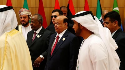 Yemen’s president Abdrabu Mansur Hadi at the summit. Mohammad Hamed / Reuters