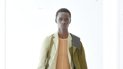 A model walks the runway for Helmut Lang during New York Fashion Week September 2019. Photo: Yuchen Liao / Getty Images for NYFW: The Shows / AFP