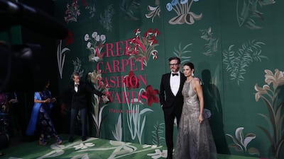Colin Firth and Livia Giuggioli Firth attend the Green Carpet Fashion Awards during Milan Fashion Week spring / summer 2020. Getty Images
