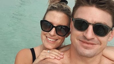 New Zealand rugby star Beauden Barret and his new wife, Hannah, in Dubai on their honeymoon. The pair have been spotted at The Dubai Mall, dining in Rockfish, Jumeirah Al Naseem and swimming with a Burj Al Arab backdrop. Instagram / Beauden Barret