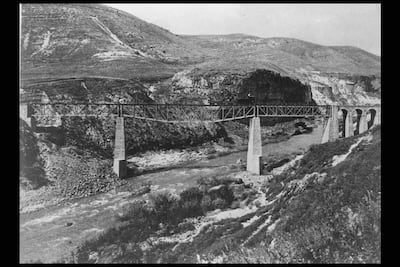 The Yarmouk Valley Bridge in Syria on the Hejaz railway circa 1917. Getty Images