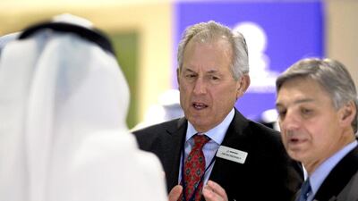 James McNerney, the chairman and chief executive of Boeing, left, and Ray Conner, the chief executive of Boeing for commercial airplanes, during the Dubai Airshow in November last year. Caren Firouz / Reuters