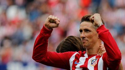 Fernando Torres scored twice against Sporting Gijon on Saturday to help Atletico Madrid to a 5-0 victory. Sergio Perez / Reuters