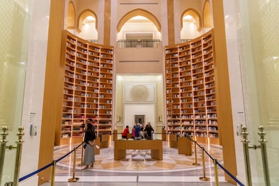Qasr Al Watan Library sits within the Presidential Palace in Abu Dhabi, with books on governance and Arab thought. Antonie Robertson / The National