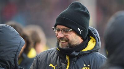 Borussia Dortmund manager Jurgen Klopp shown during his team's Bundesliga win over Freiburg on Saturday. Uli Deck / AFP / DPA / February 7, 2015