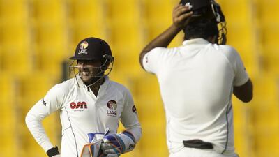 After scoring his century, Saqlain Haider played his part in removing both Papua New Guinea openers in their second innings. Christopher Pike / The National