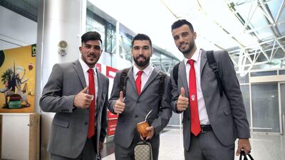 Syrian players relaxing in Sharjah.