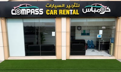 Compass Car Rental sits opposite the Etihad Rail station in Mohamed bin Zayed City. Photo: Compass Car Rental