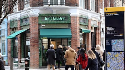 Above, the Just Falafel shop in Covent Garden, London. Stephen Lock for The National