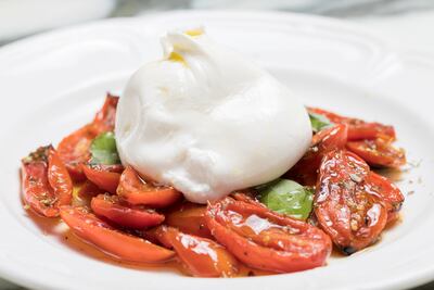 The chef-recommended burrata from Puglia with torpedino tomatoes from Fondi in Lazio. Photo: Cicchetti