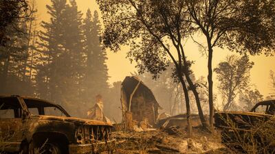 The remains of a burned home sit along Empire Flat Road after the CZU Lightning Complex fire tore through parts of Felton in Santa Cruz County. Bloomberg