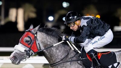 Tadhg O’Shea steers AF Maqam to victory to complete a double in Abu Dhabi on Thursday, December 8, 2022. Adiyat Racing Plus