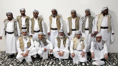A photo posted on Twitter by Houthi official Abdulqader Al Mortada shows the Yemeni rebels at Sanaa airport on Saturday, after being freed by Saudi Arabia. EPA