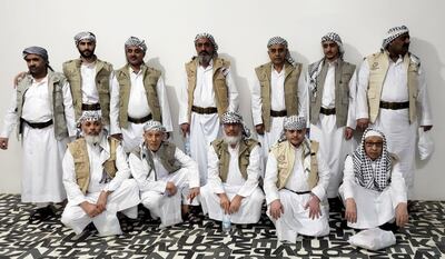 A handout photo made available by the Twitter account of Abdulqader Al Mortada, head of the Houthis-run National Committee for Prisoners' Affairs, shows exchanged Houthi prisoners upon their arrival at the airport in Sanaa, Yemen, 08 April 2023, after being released by Saudi Arabia in exchange for a Saudi prisoner. EPA