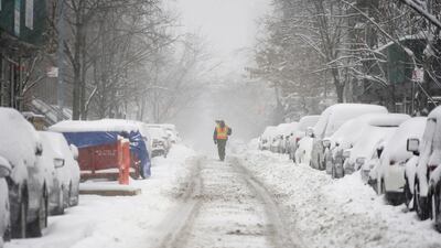 Snow falls during a Nor'easter storm amid the coronavirus disease (COVID-19) pandemic in the Manhattan borough of New York City, New York, U.S. REUTERS