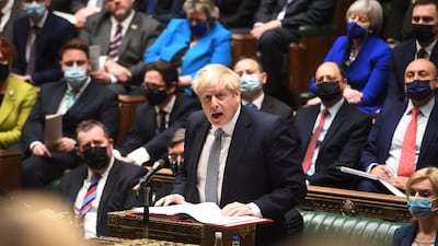 British Prime Minister Boris Johnson during the Prime Minister's Questions at the House of Common in London. PA