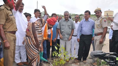 GC Bhupendra and Santosh Paliwal plant trees to celebrate the birth of their daughter Muskaan. Bhupendra Paliwal