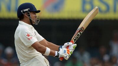 India's Gautam Gambhir plays a shot against New Zealand on the first day of the third Test against New Zealand. Punit Paranjpe / AFP / October 8, 2016