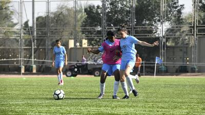 Girls also took part for the first time, Abu Dhabi City team (blue) vs. Adissa (pink) under 14 age group.