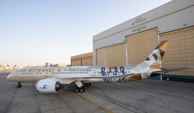 The Boeing 787-9 with its special livery. Courtesy Etihad