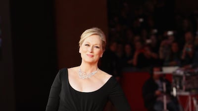 Meryl Streep, in a sweeping black gown, attends the 4th International Rome Film Festival at the Auditorium Parco della Musica on October 23, 2009 in Rome, Italy. Getty Images