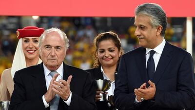Fifa president Sepp Blatter, left, alongside AFC presidetn and staunch supporter Shaikh Salman bin Ebrahim Al Khalifa. Saeed Khan / AFP