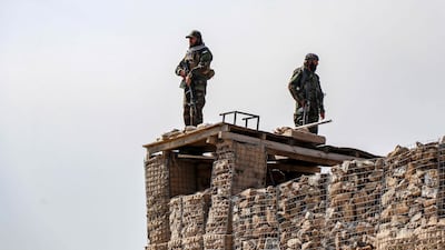 Taliban security personnel in the Gurbuz district. AFP