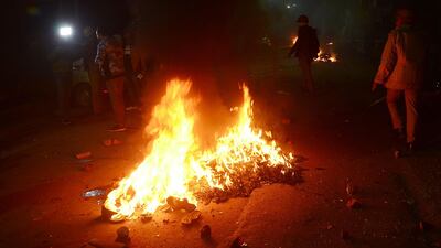 Objects were set on fire during demonstrations against India's new citizenship law in Kanpur. AFP