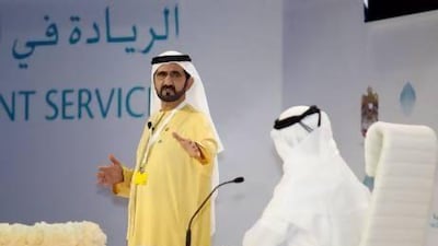 Sheikh Mohammed bin Rashid hosts a question-and-answer session during the summit. Sarah Dea / The National