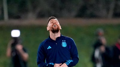 Argentina's Lionel Messi during training. PA